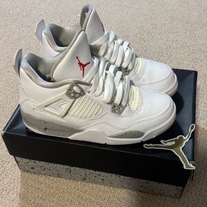 Jordan Women's Sneakers in White and Silver with Red Accents pre owned